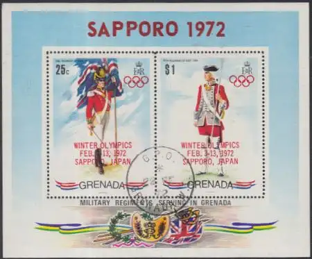 Grenada Mi.Nr. Block 21 Olympia 1972 Sapporo, Uniformen Aufdr.a.Mi.Nr.Block 19