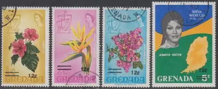 Grenada Mi.Nr. 480-83 Freim. Flora und Miss World m.Aufdr.neuer Werte (4 Werte)