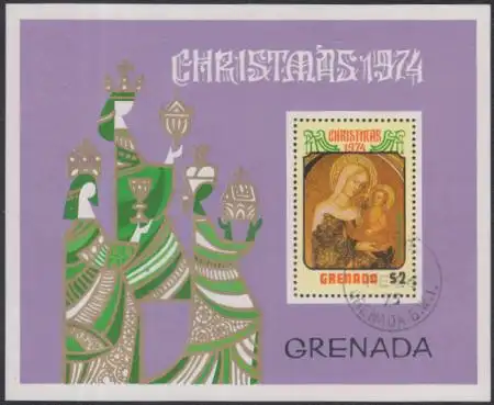 Grenada Mi.Nr. Block 38 Weihnachten, Madonnengemälde von Niccolo die Pietro