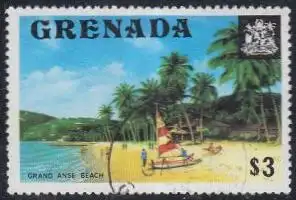 Grenada Mi.Nr. 628D Freim. Grand Anse Beach, Segelboot (3)