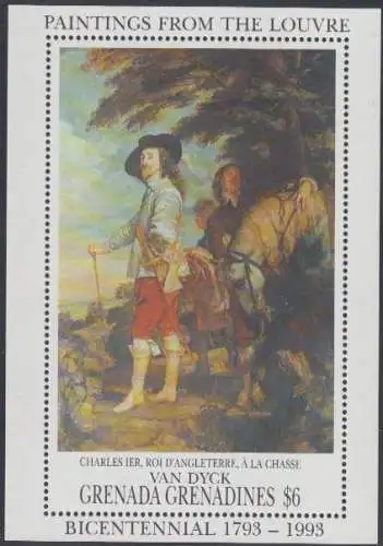 Grenada-Grenadinen Mi.Nr. Block 267 Louvre, Gemälde Charles I. von van Dyck 