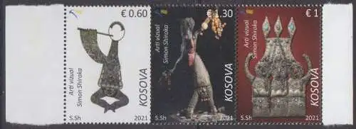 Kosovo MiNr. 555-557 Visuelle Kunst, Kunstwerke von Simon Shiroka (Zdr.)