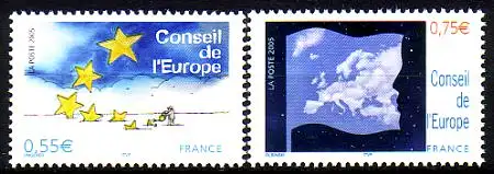 F,Europarat Dienst Mi.Nr. 61-62 Kunst, Ungerer und Cousin (2 Werte)