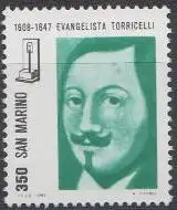 San Marino Mi.Nr. 1273 Evang. Torricelli, ital. Physiker und Mathematiker (350L)