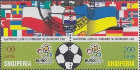 Albanien Mi.Nr. Zdr.3394-95 Fußball-EM 2012 Polen und Ukraine (waager.Paar)