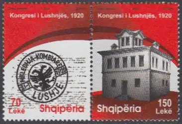 Albanien Mi.Nr. Zdr.3344-45 Kongress von Lushnja (waager.Paar)