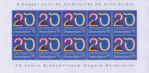 D,Bund Mi.Nr. Klbg.2759  20 Jahre Grenzöffnung zwischen Ungarn und Österreich