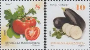 Makedonien Mi.Nr. 678-79 Freim. Gemüse, Tomate. Aubergine (2 Werte)