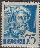 D,Franz.Zone,Baden Mi.Nr. 11 Freimarke blau, Hans Baldung gen. Grien (75 Pf)