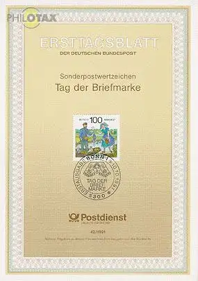 D,Bund Mi.Nr. 42/91 Tag der Briefmarke, Träger im Spreewald (Marke MiNr.1570)