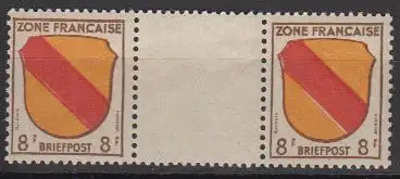 D,Franz.Zone,allg.Ausgabe Mi.Nr. 4 ZW Wappen Baden (8 Pf)