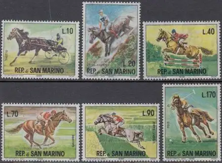 San Marino Mi.Nr. 850-55 Reitsport (6 Werte)