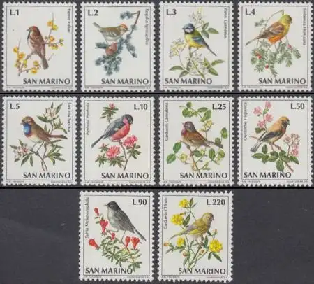 San Marino Mi.Nr. 1003-12 Vögel (10 Werte)