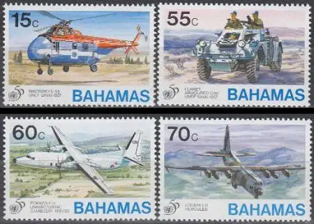 Bahamas Mi.Nr. 879-82 50Jahre UNO, u.a. Flugzeuge, Hubschrauber (4 Werte)