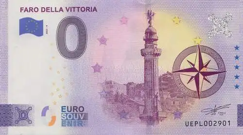 0 - Euro - Souvenir-"Banknote" Leuchtturm "FARO DELLA VITTORIA"