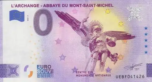 0 - Euro - Souvenir-"Banknote" L´ARCHANGE - ABBAYE DU MONT-SAINT-MICHEL