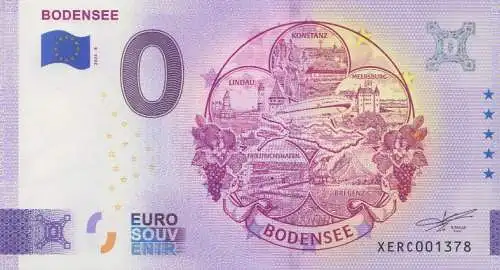 0 - Euro - Souvenir-"Banknote" Bodensee Konstanz, Lindau, Meersburg, Bregenz, 