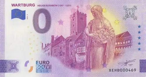 0 - Euro - Souvenir-"Banknote" Wartbur, Heilige Elisabeth