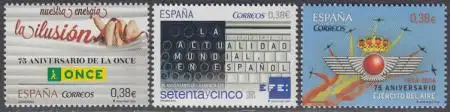 Spanien Mi.Nr. 4899-4901 Blindenorg.ONCE, Nichrichtenagentur EFE, Luftwaffe (3W)