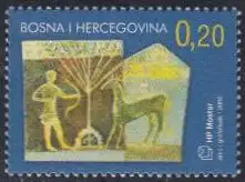 Bosnien-Herz.Kroat. Mi.Nr. 183 Archäologie, Felsritzung Jäger, Baum, Reh (0,20)