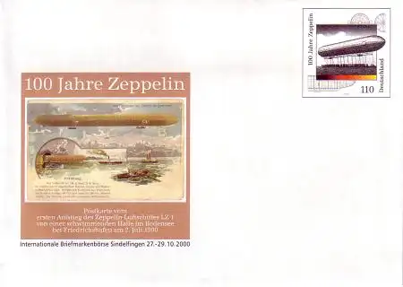 D,Bund Mi.Nr. USo 17 Sonderumschlag 100 Jahre Zeppelin (WSt.MiNr.2128)