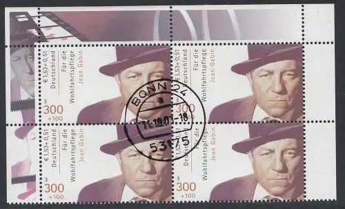 D,Bund Mi.Nr. 2222A Jean Gabin, K 14 (300+100Pf/1,53+0,51€)