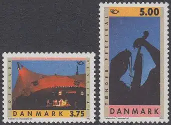 Dänemark Mi.Nr. 1105-06 NORDEN, Tourismus, Musikfestival Roskilde+Tondern (2 W.)