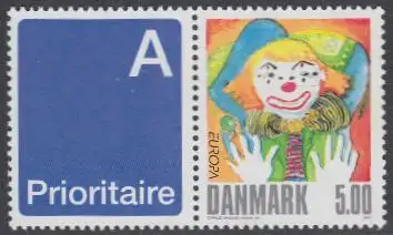 Dänemark Mi.Nr. 1311 Europa 02, Zirkus, Clown (5.00 m.Zf.A Prioritaire)