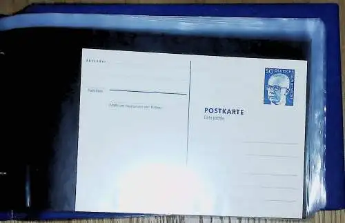 kleines FDC-Album Ganzsachen - Postkarten Bund, meist postfrisch, etwas 