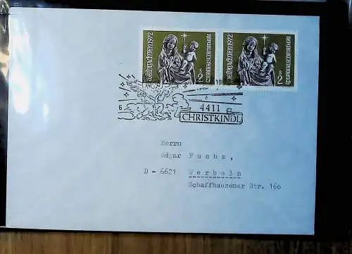 kleines FDC-Album mit Belegen, Briefstücken, Bogenteilen:Österreich Christkindl,