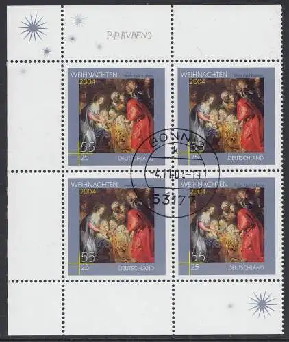 D,Bund Mi.Nr. 2430 Weihnachten 04, Anbetung der Könige, Rubens Gemälde (55+25)