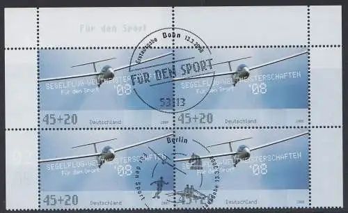 D,Bund Mi.Nr. 2649 Sporthilfe, Segelflugzeug (WM) (45+20)