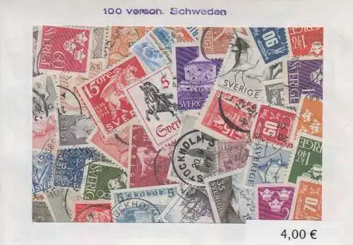 Schweden, Paket mit 100 verschiedenen Briefmarken (Bild ähnlich)