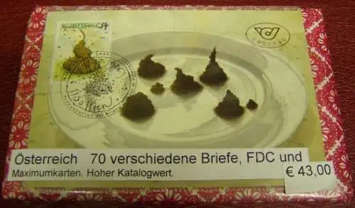 Österreich, Paket mit 70 versch. Briefen, FDC + Maximumkarten (gemäß Abbildung)