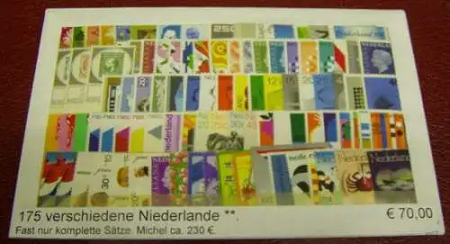 Niederlande, Paket mit 175 verschiedenen Briefmarken ** (gemäß Abbildung)