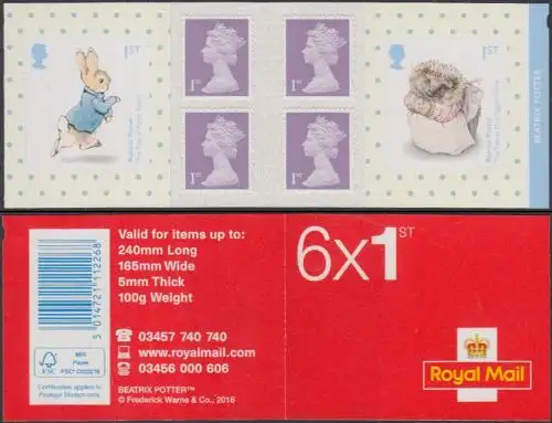 Großbritannien Mi.Nr. MH 0-376 B.Potter, Peter Hase, Tiggy-Wiggel, skl