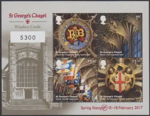 Großbritannien MiNr. Block 106 I Windsor Castle, St.Georgs-Kapelle, zur Spring Stampex 2017