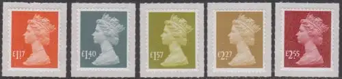 Großbritannien MiNr. 4025-29 Freim. Königin Elisabeth II, Machin, skl (5 Werte)