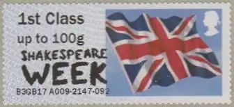 Großbritannien ATM MiNr. 39 Flagge, Shakespeare Week, skl (1st)