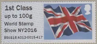 Großbritannien ATM MiNr. 39 Flagge, World Stamp Show NY2016, skl (1st)