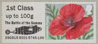 Großbritannien ATM Mi.Nr. 72 Klatschmohn, Somme, skl (1st)