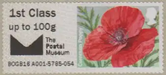 Großbritannien ATM MiNr. 72I Klatschmohn, The Postal Museum, skl (1st 100g)