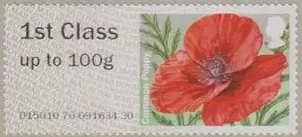 Großbritannien ATM MiNr. 72II Klatschmohn, skl (1st 100g)