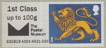 Großbritannien ATM Mi.Nr. 87 Wappentiere, Löwe, The Postal Museum, skl (1st)