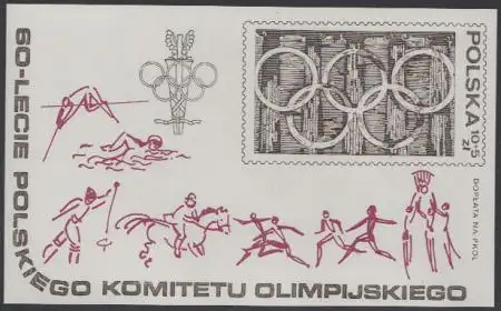 Polen Mi.Nr. Block 74 60 Jahre Polnisches Olympisches Komitee 