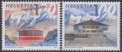 Schweiz MiNr. 2483-84 Schilthornbahn zum Piz Gloria (2 Werte)