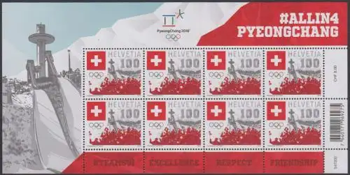 Schweiz MiNr. Klbg.2526 Olympia 2018 Pyeonchang, Skisprungschanze (mit 8x2526)