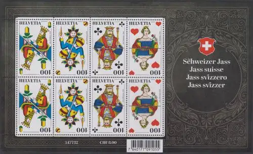 Schweiz MiNr. Klbg.2565-68 Spielkarten, Schweizer Jass (mit 2x2565-68)