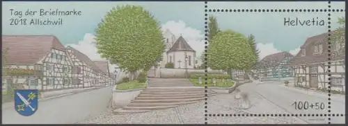 Schweiz MiNr. Block 70 Tag der Briefmarke, Dorfplatz in Allschwil