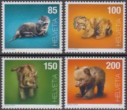 Schweiz MiNr. 2476-79 Tierbabys, Otter, Luchs, Wolf, Bär, skl (4 Werte)